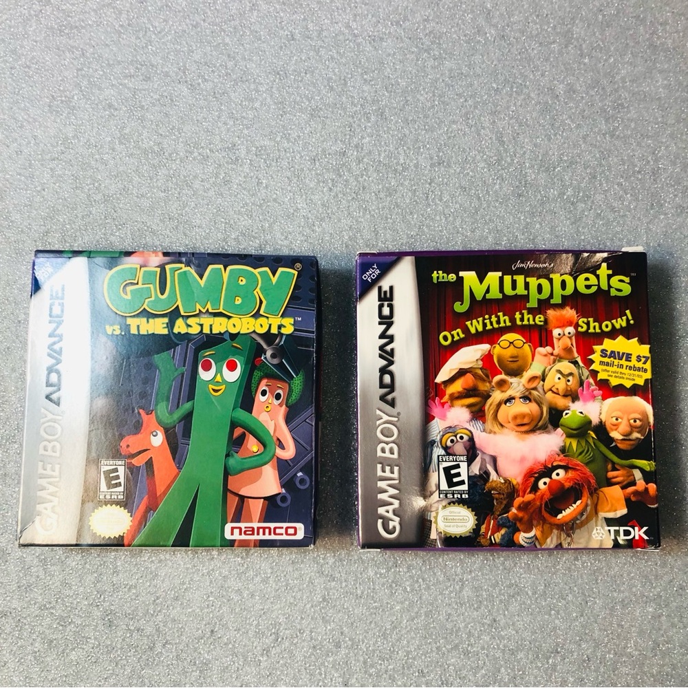 Gumby vs. The Astrobots The Muppets Lot 2 Nintendo Game Boy Advance GBA ‘05 CIB